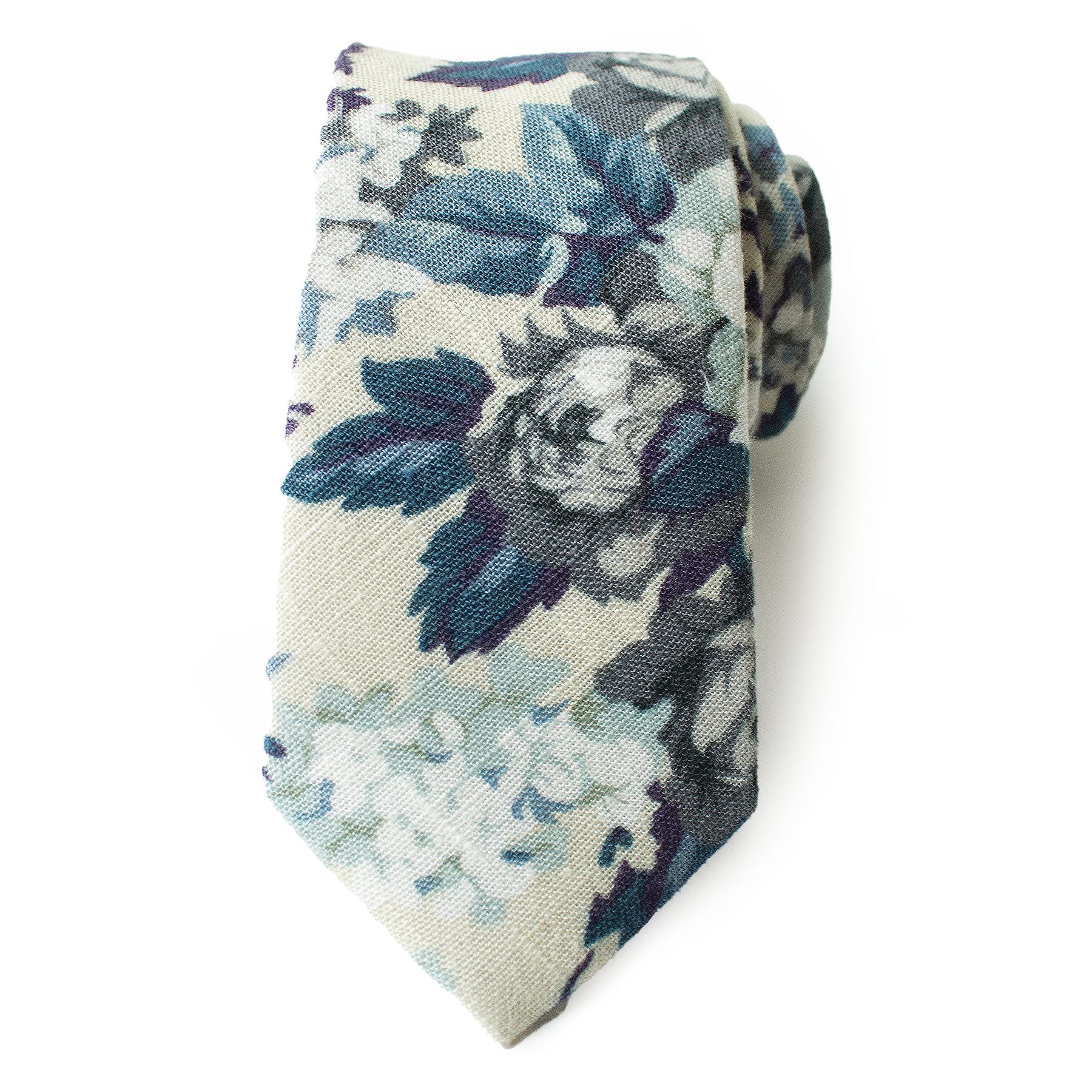 Frank & Buck Men's 'Rosario' Floral Necktie - Cream With Rust Flowers, 6cm Wide, Cotton