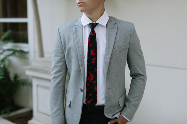 Red Hot Floral Mens Tie