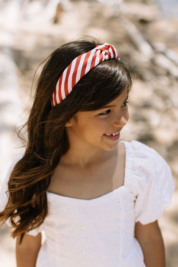 Scarlet Stripe Women's Knotted Headband