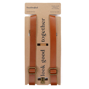 Tan Leather Suspenders - Choose your size