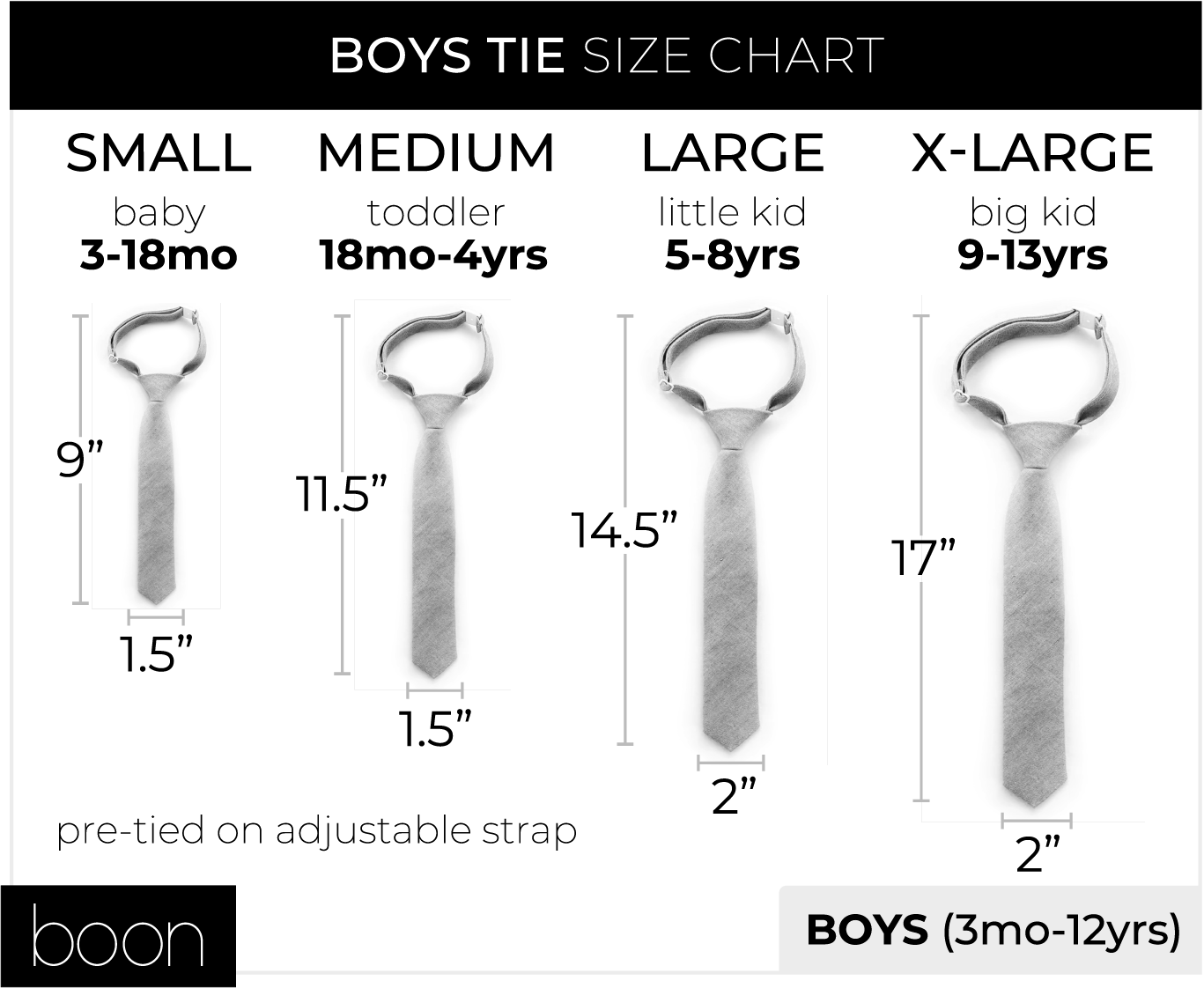 Boys Tie Size Chart