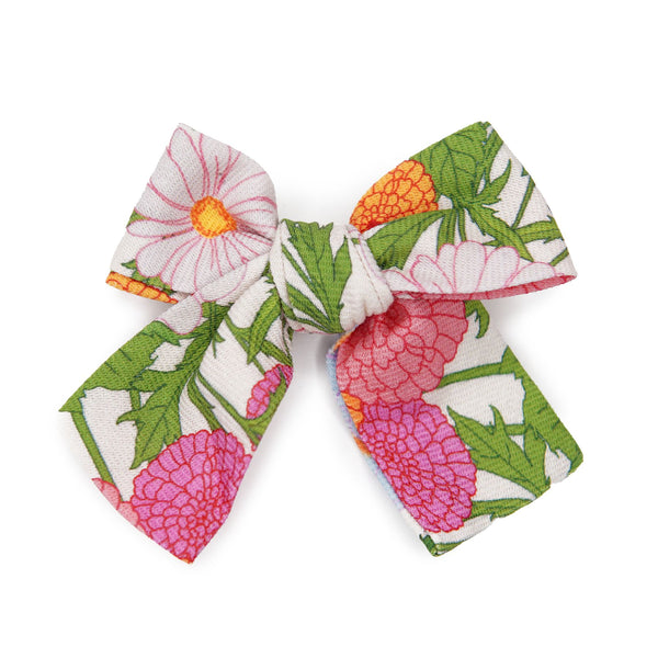 Retro Floral Petite Hair Bow for Girls