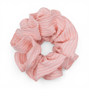 Coral Stripe - Hair Scrunchie