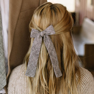 Ebony Tweed Lady Hair Bow Lady Hair Bow 4"x7.5"