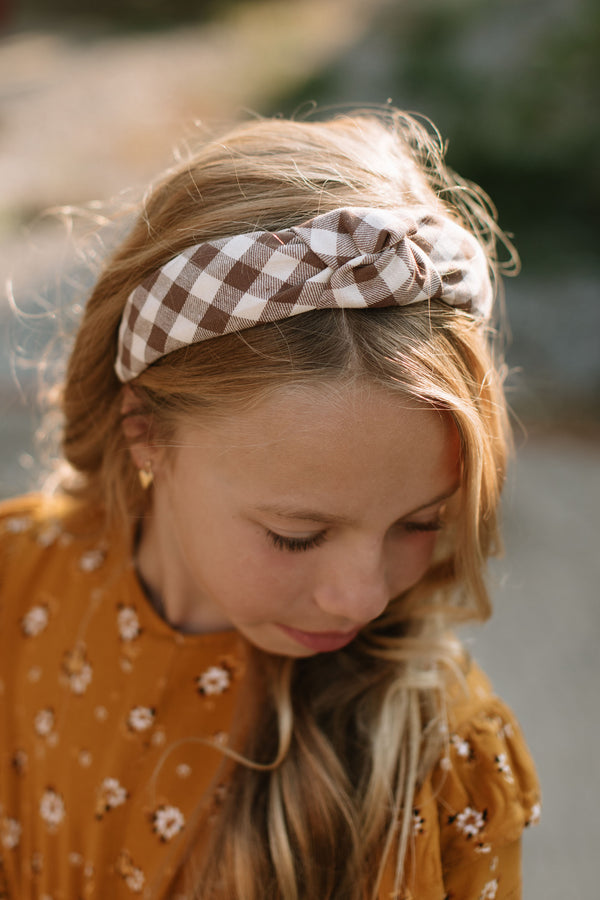 Fawn Gingham Women's Knotted Headband