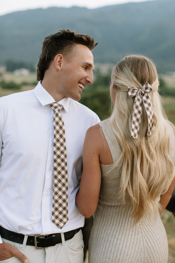 Fawn Gingham Lady Hair Bow