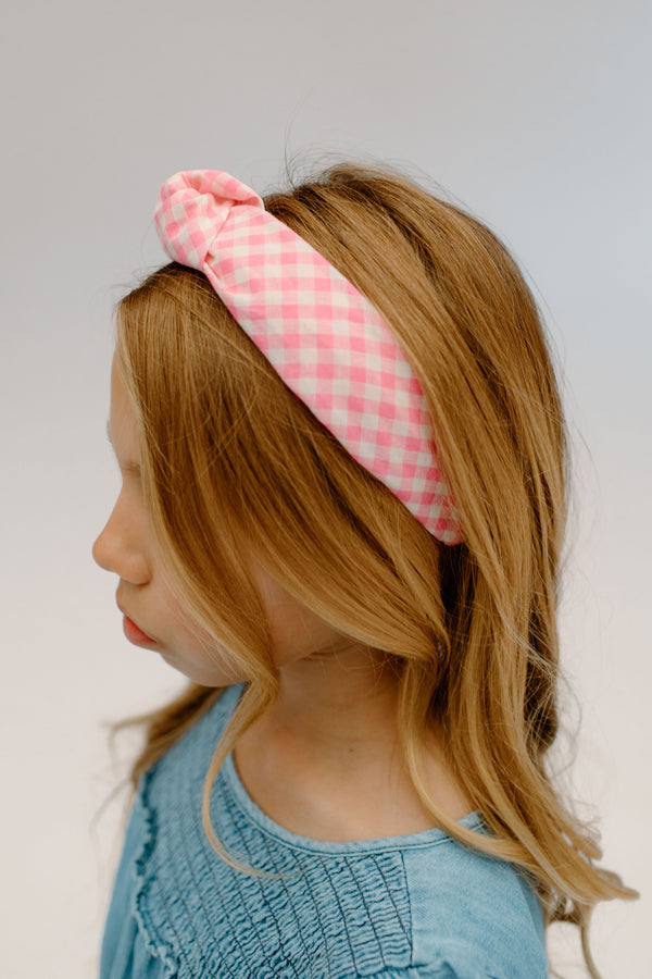 Fuchsia Plaid - Women's Knotted Headband