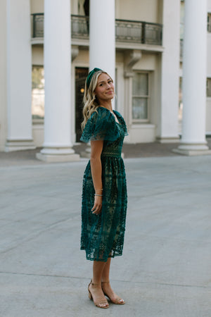 Green Velvet Knotted Headband