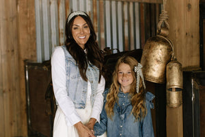 Juniper Stripe Lady Hair Bow Lady Hair Bow 4"x7.5"