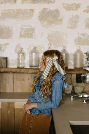 Juniper Stripe Lady Hair Bow Lady Hair Bow 4"x7.5"