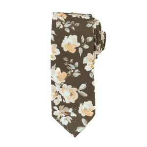 Magnolia Floral Men's Tie Mens Modern - 2.5" wide x 58" long