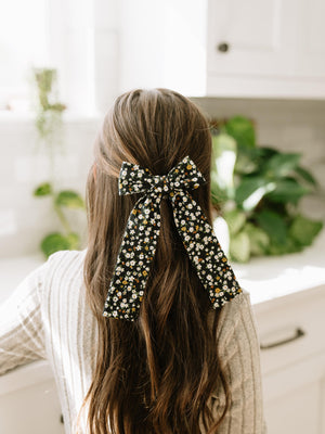 Midnight Floral - Lady Hair Bow Darling Hair Bow 4”x5”