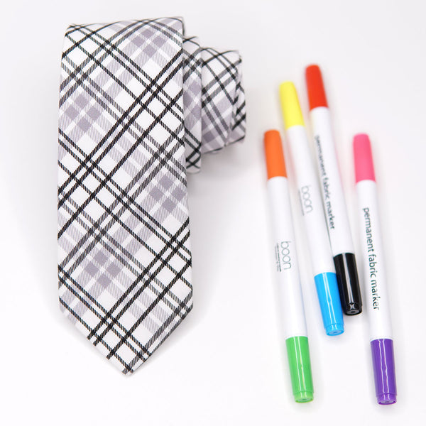 Design A Tie - Coloring Men's Tie + Marker Set - Plaid