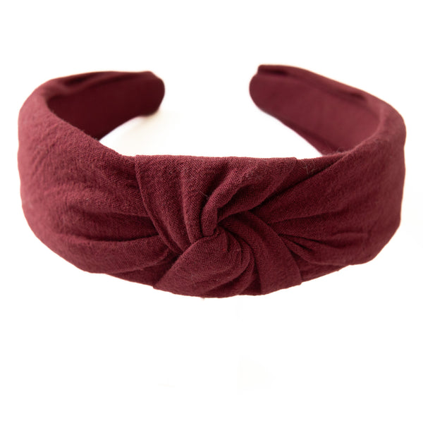 Plum Knotted Headband Headband 1.5" Thick