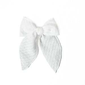 Quilted White Darling Hair Bow-Boon Ties