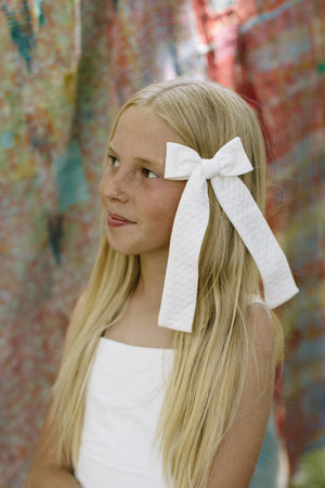 Quilted White - Lady Hair Bow-Boon Ties