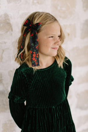 Red Hot Floral Lady Hair Bow Lady Hair Bow 4"x7.5"