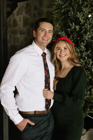 Red Hot Floral Mens Tie Mens Modern - 2.5" wide x 58" long