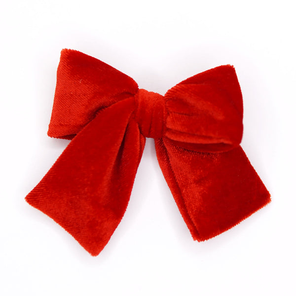 True Red Velvet Petite Hair Bow for Girls