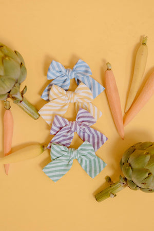 Robin Egg Stripe Petite Hair Bow