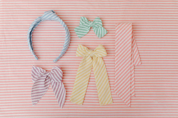 Sprout Stripe Petite Hair Bow for Girls