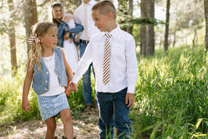 Russet Stripe Petite Hair Bow