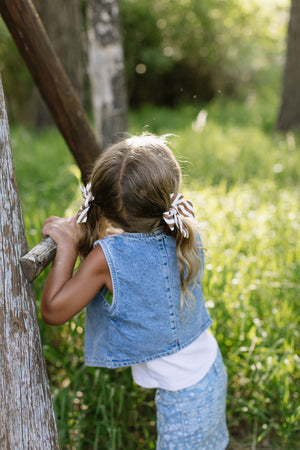 Russet Stripe Petite Hair Bow