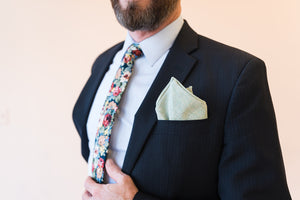 Sea Foam Green Linen Pocket Square-Boon Ties