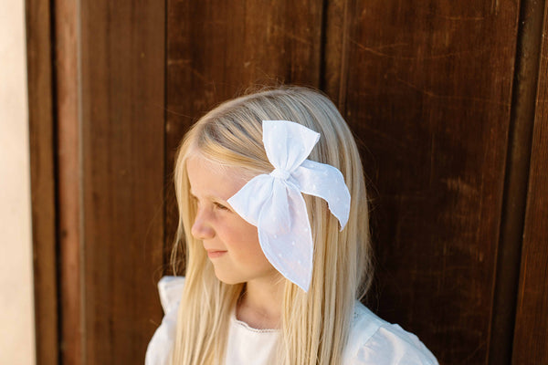 Simply White Hair Bow for Girls - Large